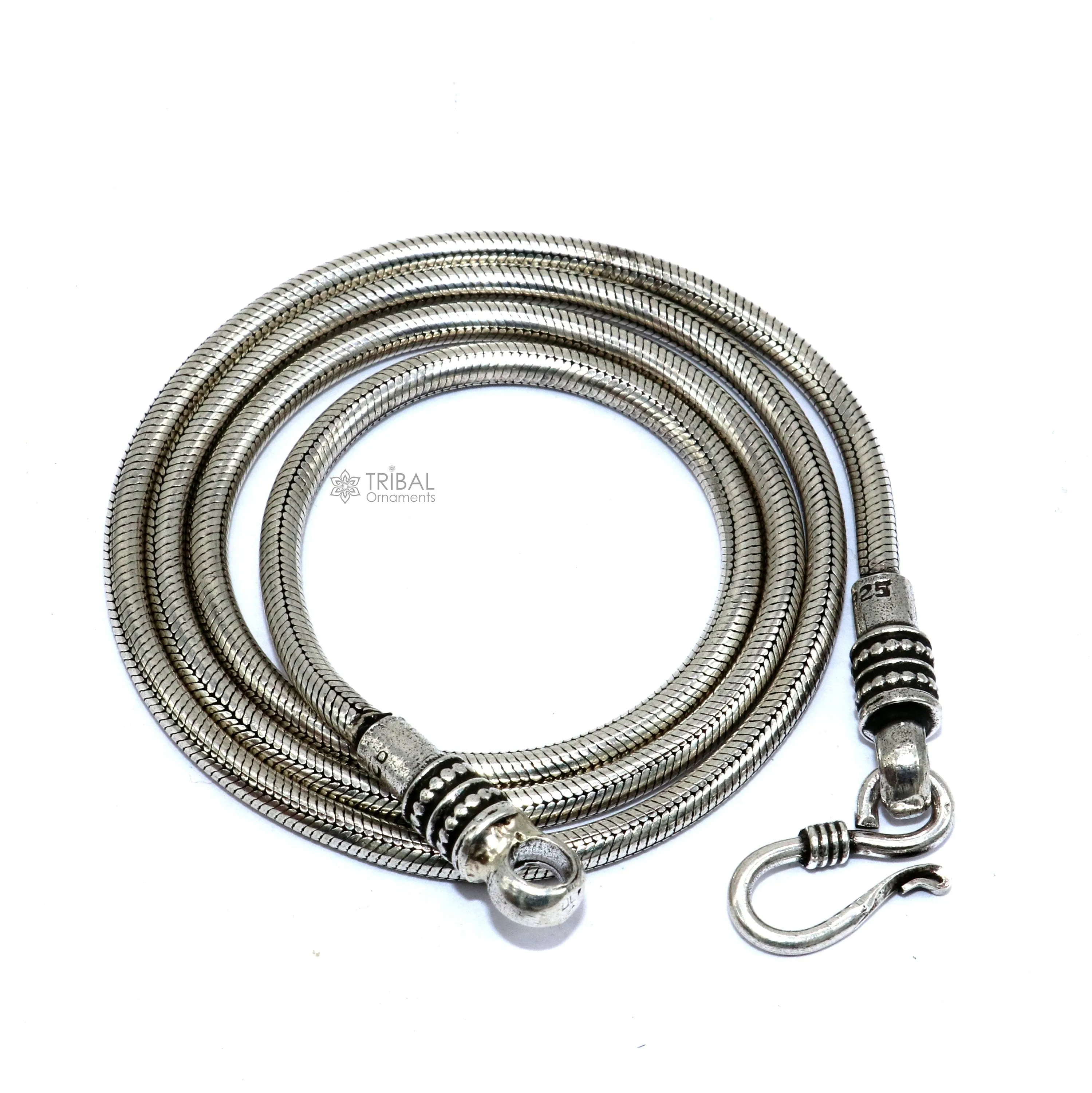 18" to 26" long 3mm screw chain 925 sterling silver handmade snake chain pendant chain, necklace chain, oxidized silver trendy style CH585