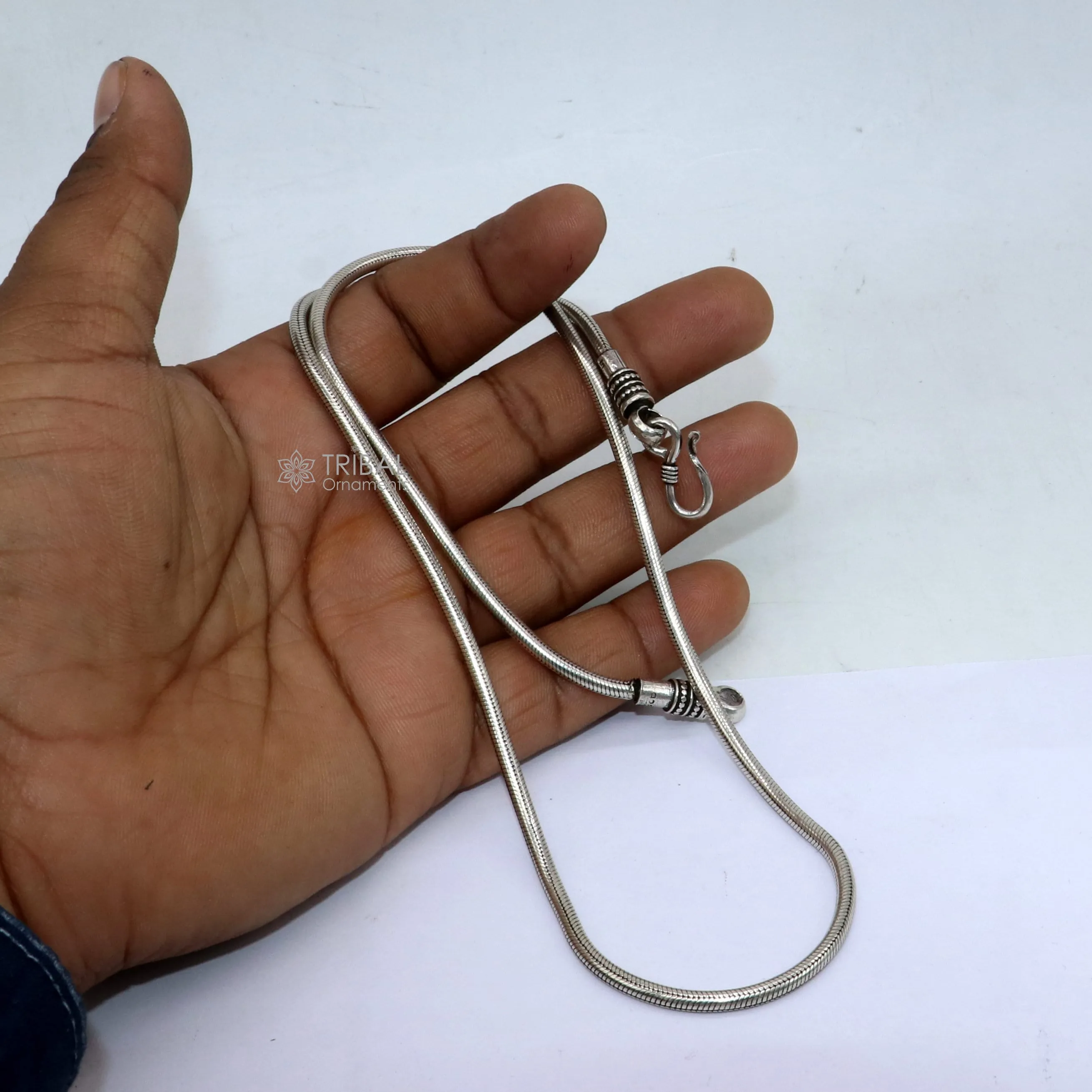 18" to 26" long 3mm screw chain 925 sterling silver handmade snake chain pendant chain, necklace chain, oxidized silver trendy style CH585