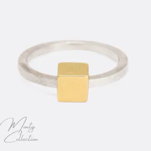 1980s Post-Modern Cube Ring