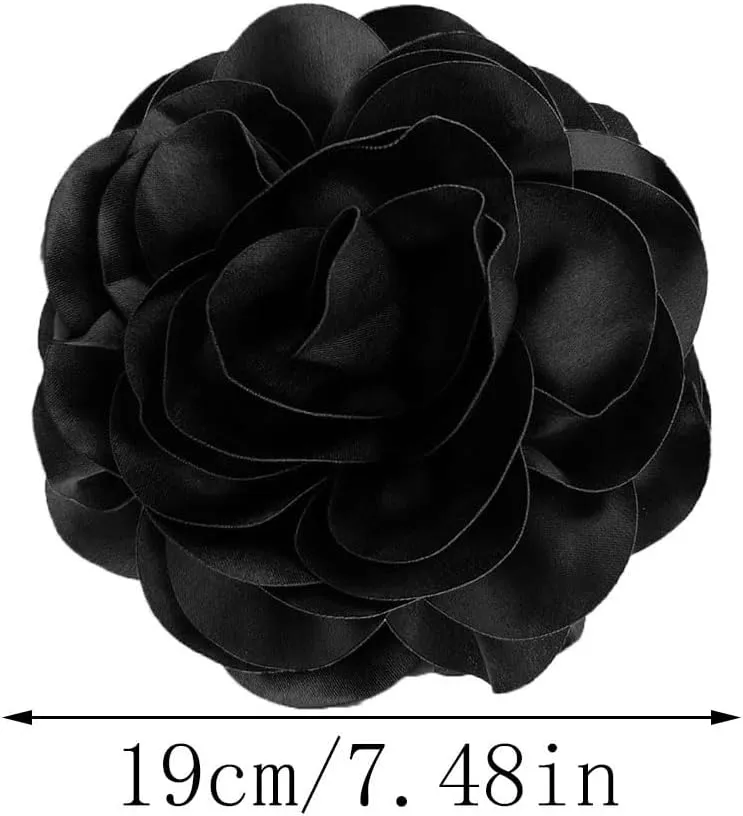 19mm Extra Large Rose Flower Brooches Dainty Satin Fabric Rose Flower Lapel Pins Elegant Silk Camellia Flower Oversized Brooch Pin for Women Wedding Party Dance Banquet Dress Suit Clothes Accessories Jewelry