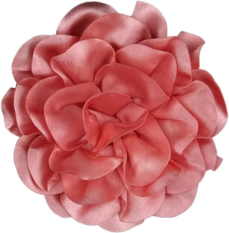 19mm Extra Large Rose Flower Brooches Dainty Satin Fabric Rose Flower Lapel Pins Elegant Silk Camellia Flower Oversized Brooch Pin for Women Wedding Party Dance Banquet Dress Suit Clothes Accessories Jewelry