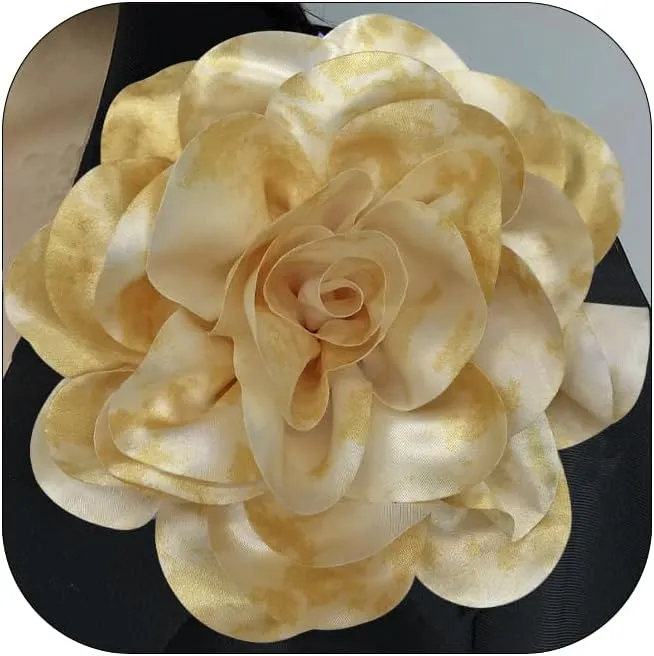 19mm Extra Large Rose Flower Brooches Lapel Pins Dainty Satin Fabric Brooches Big Camellia Flower Brooch Pin for Women Wedding Part Dance Clothes Accessories Jewelry
