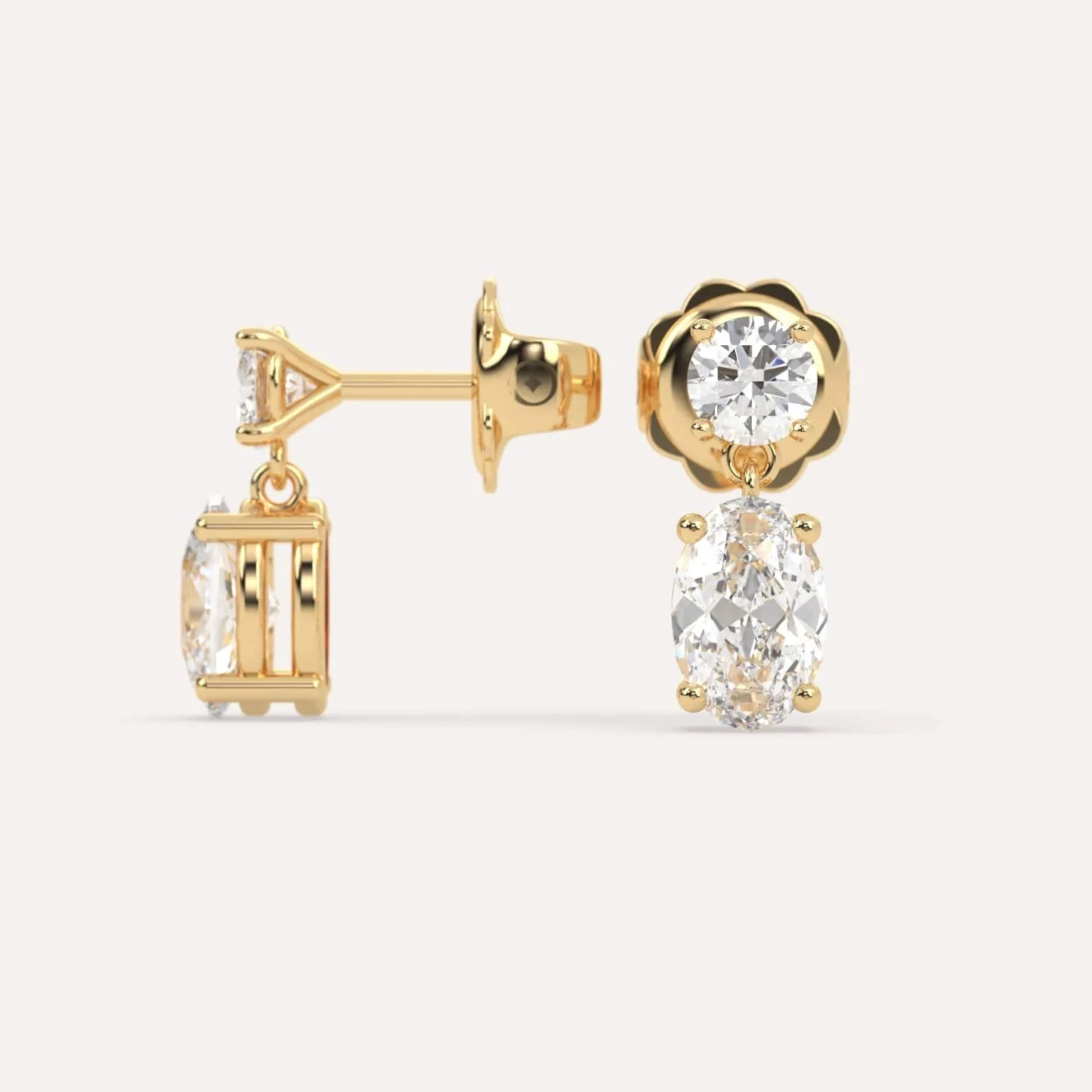 2 carat Oval Diamond Drop Butterfly Earrings