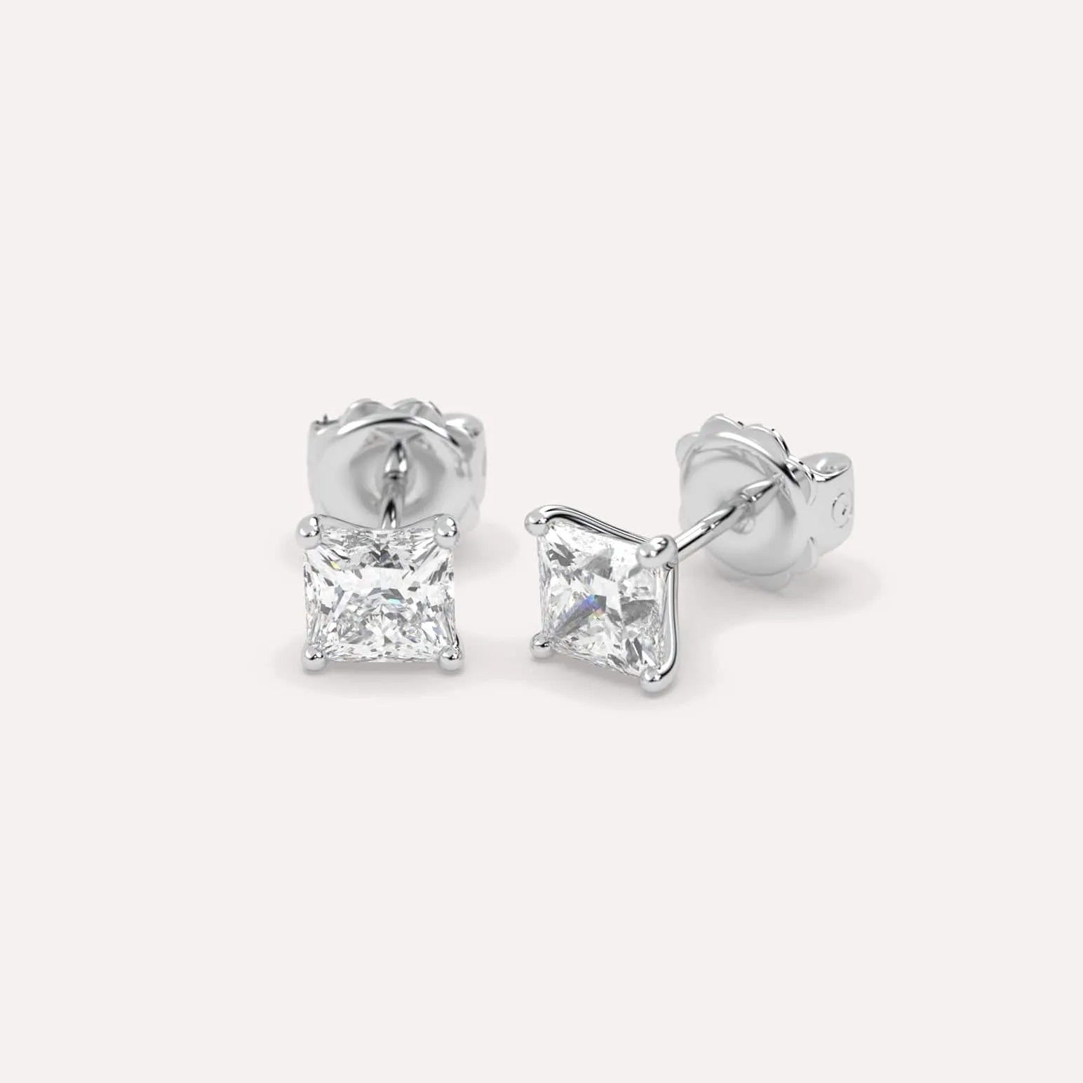 2 carat Princess Diamond Stud Earrings