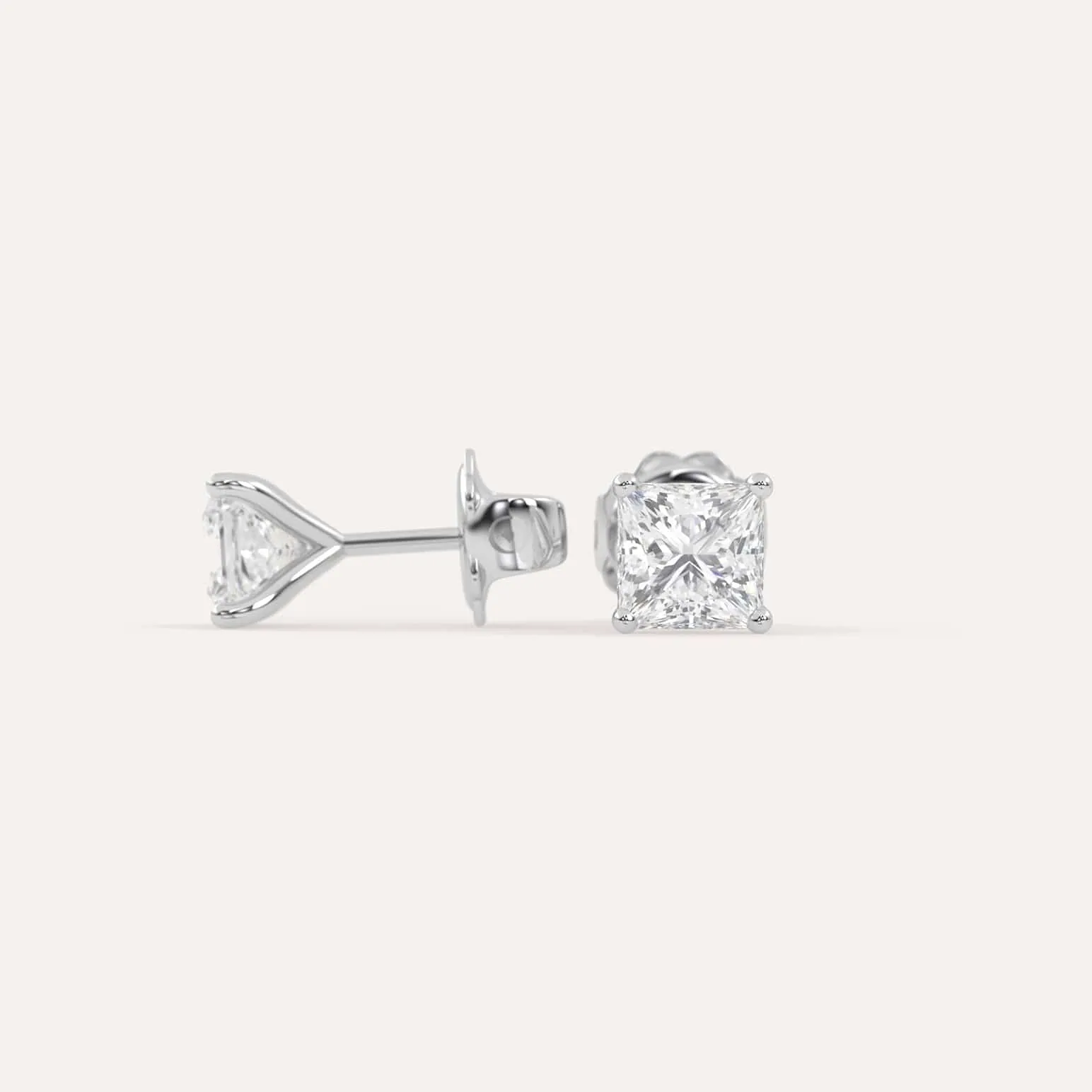 2 carat Princess Diamond Stud Earrings
