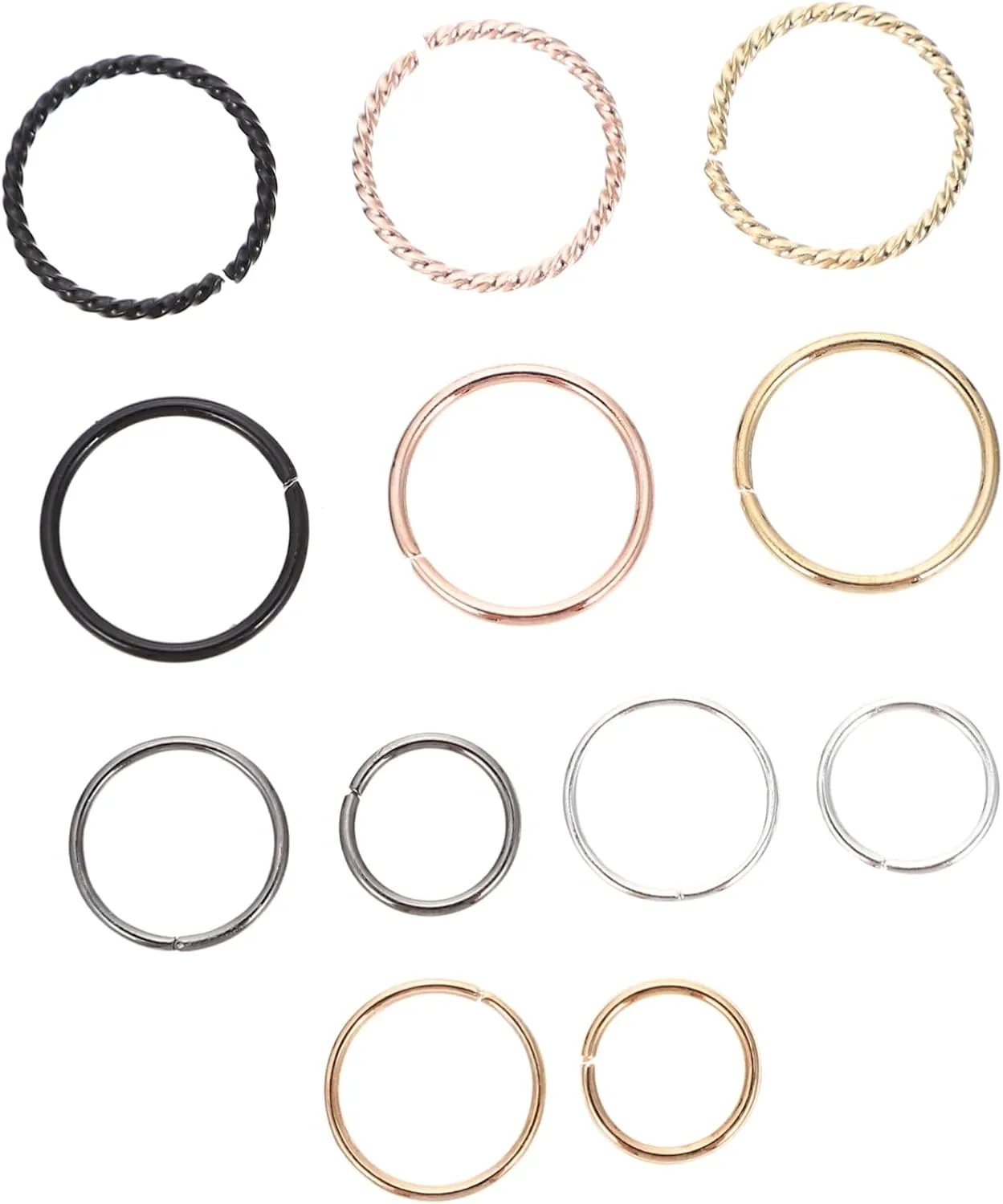 2 Sets Decorative Nose Rings Hoops Gauge Nose Piercing Jewelry Resistant for Parties Events and Everyday Wear