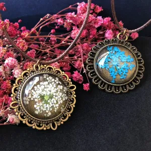 2018 Dried Flowers Real Time Dome Glass Necklace Pendant Vintage Boho