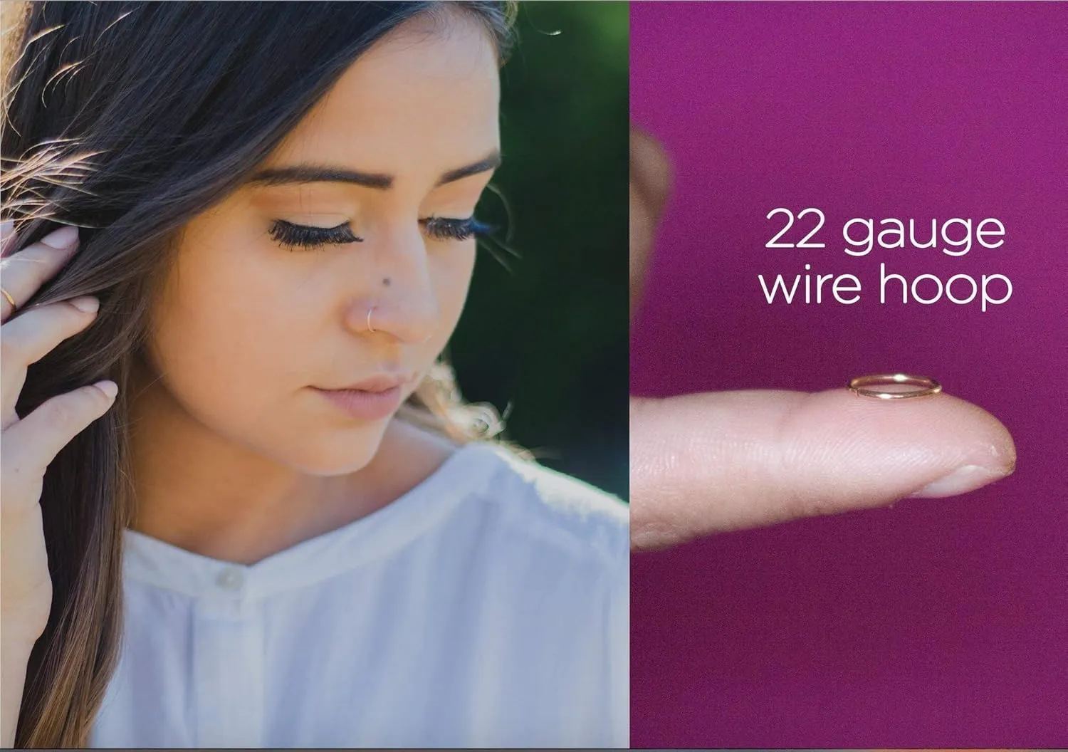 22g 6mm - 7mm 14k Gold Filled Adjustable Hoop Nose Ring - 22 Gauge 6-7MM (22g 6mm - 7mm, 14k Gold Filled)
