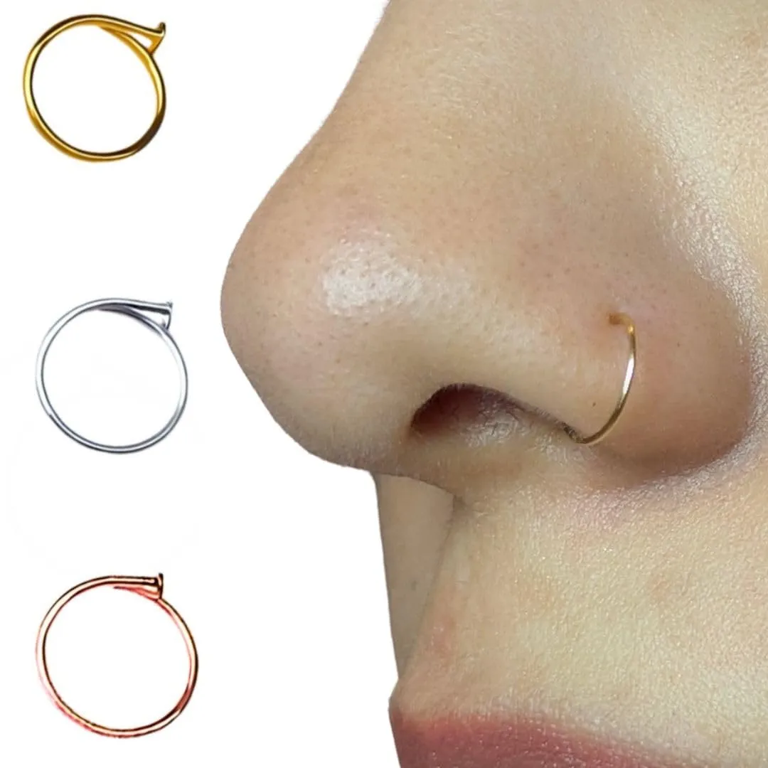 22g 6mm - 7mm 14k Gold Filled Adjustable Hoop Nose Ring - 22 Gauge 6-7MM (22g 6mm - 7mm, 14k Gold Filled)