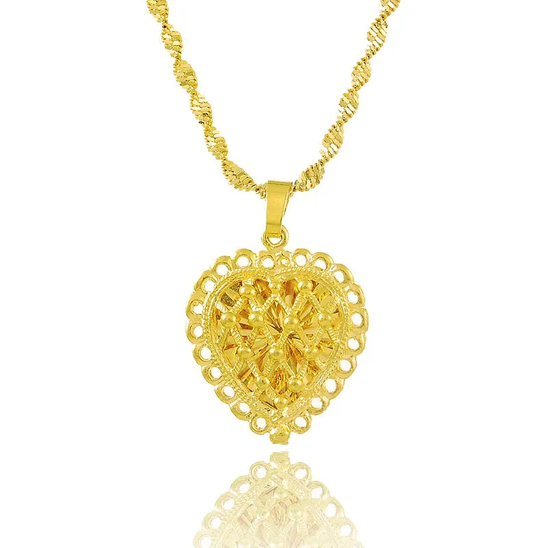 24K Yellow Gold Necklace Beautiful Women Necklace Top Quality Necklace