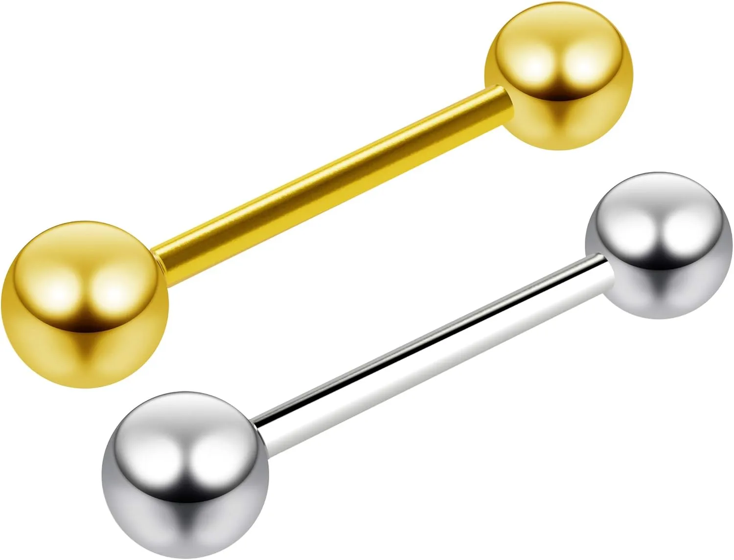 2pc 14g Black Gold 16mm Surgical Steel Tongue Bars Ear Tounge Nipple Barbell Ring Piercing Jewelry (choose Color)
