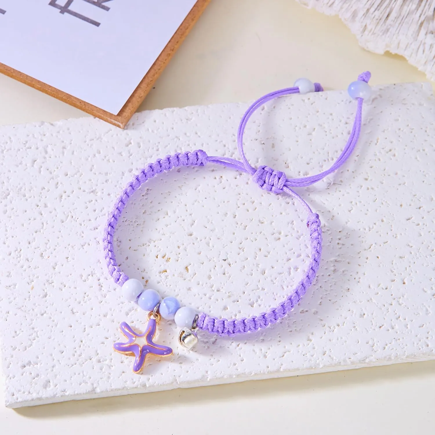 2PCS Adjustable Braided Bracelet Handmade Braided Rope Charms Boho Surfer Bracelets Cute Trendy Boho Festival Jewelry Gifts for Women