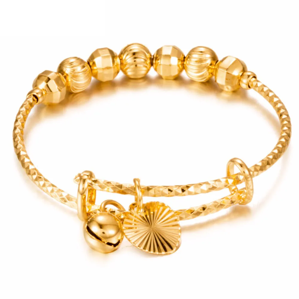 2pcs Dubai Bangles For Baby/Kids Gold Color Ethiopian Exquisite Bracelet