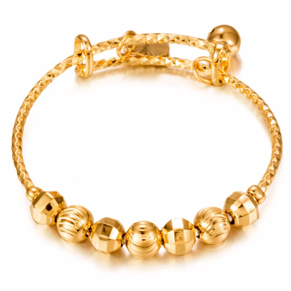2pcs Dubai Bangles For Baby/Kids Gold Color Ethiopian Exquisite Bracelet