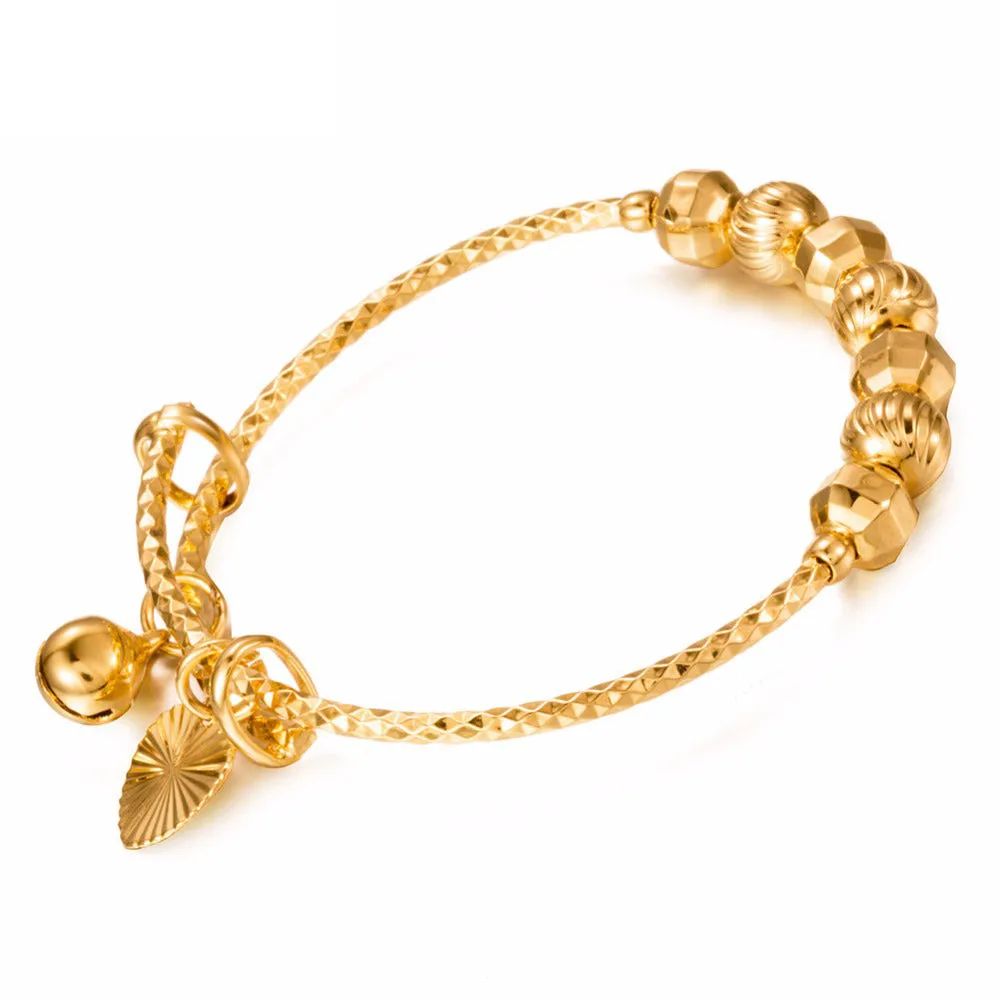 2pcs Dubai Bangles For Baby/Kids Gold Color Ethiopian Exquisite Bracelet