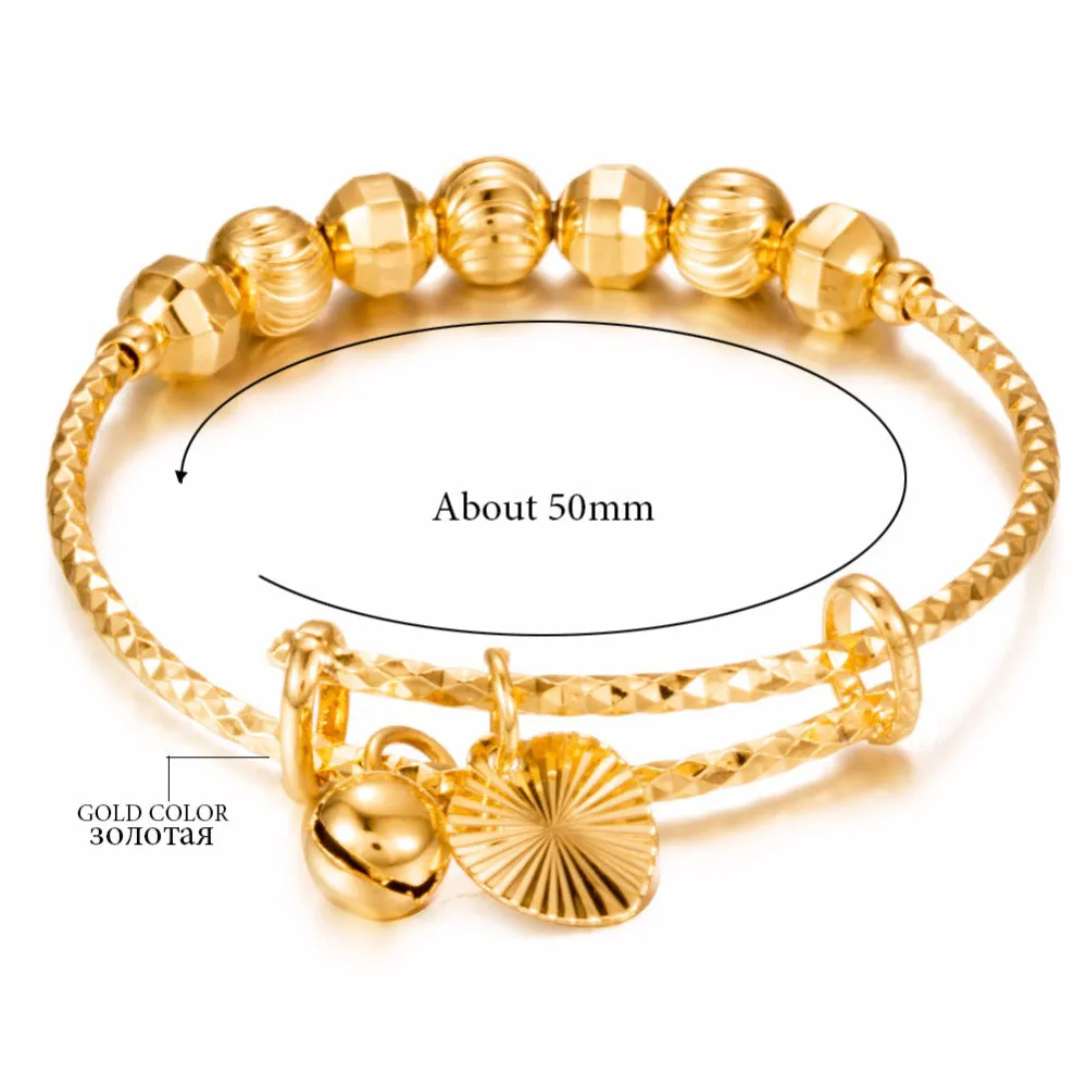 2pcs Dubai Bangles For Baby/Kids Gold Color Ethiopian Exquisite Bracelet