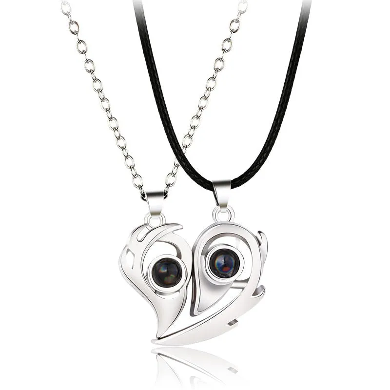 2Pcs Magnetic Heart Couple Necklace For Women Valentine&#39;s Day Sweater Chain For Best Friend Lovers Wedding Party Gift Jewelry