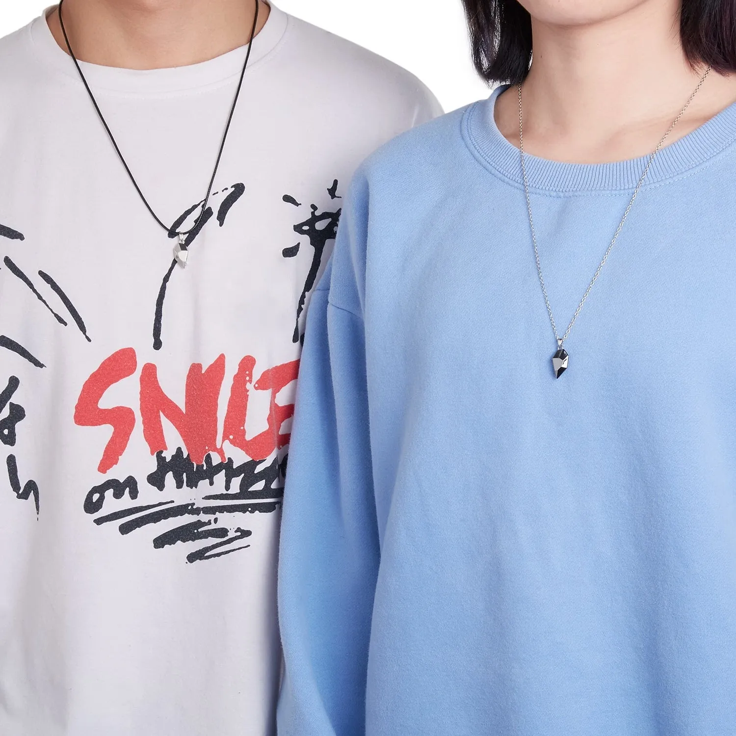2Pcs Magnetic Heart Couple Necklace For Women Valentine&#39;s Day Sweater Chain For Best Friend Lovers Wedding Party Gift Jewelry