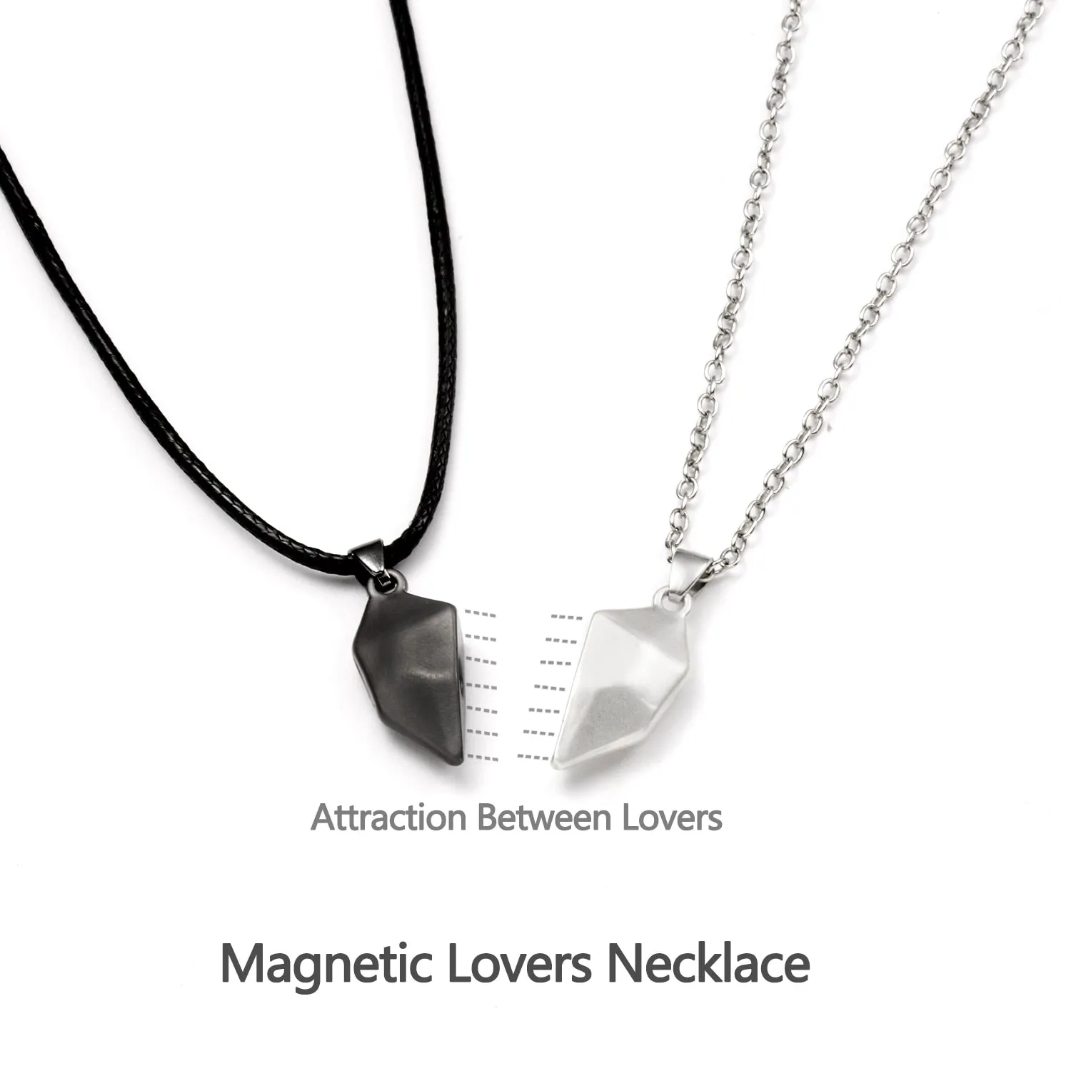 2Pcs Magnetic Heart Couple Necklace For Women Valentine&#39;s Day Sweater Chain For Best Friend Lovers Wedding Party Gift Jewelry