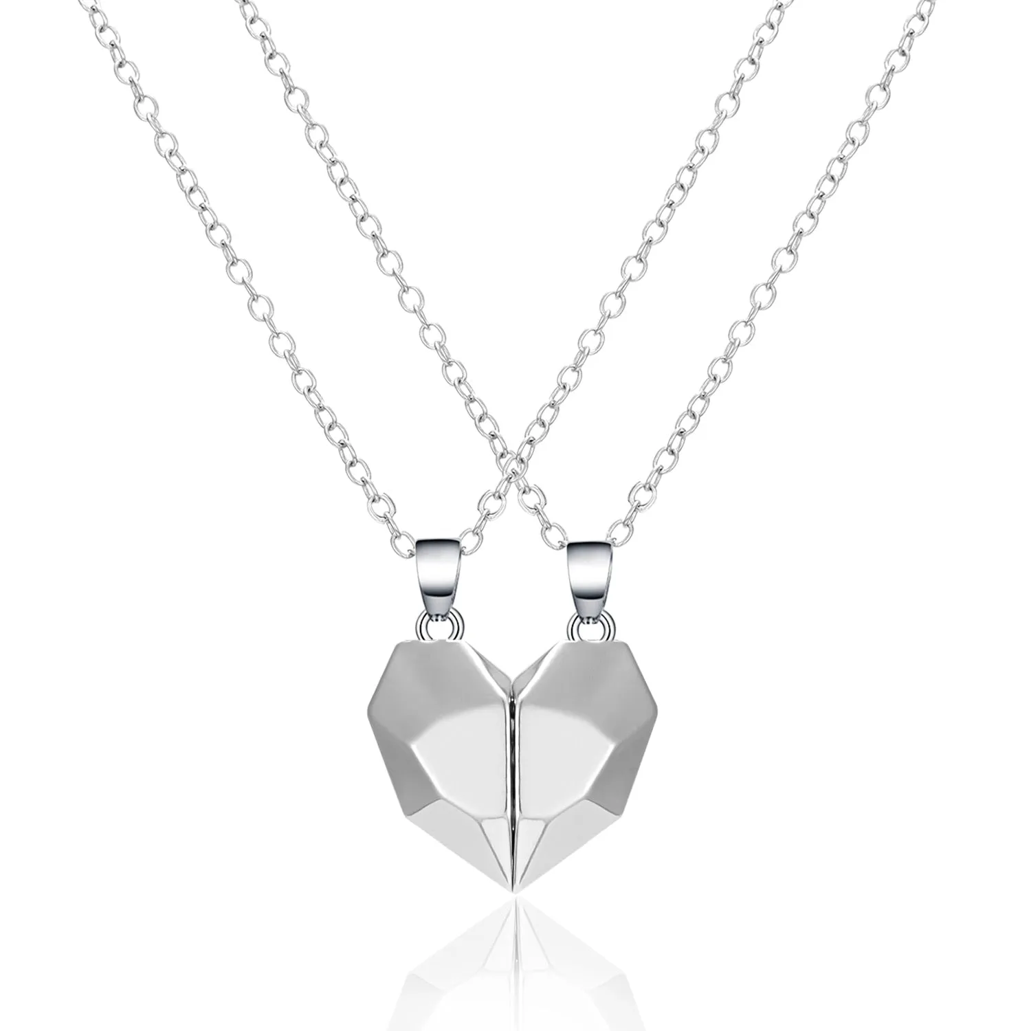 2Pcs Magnetic Heart Couple Necklace For Women Valentine&#39;s Day Sweater Chain For Best Friend Lovers Wedding Party Gift Jewelry