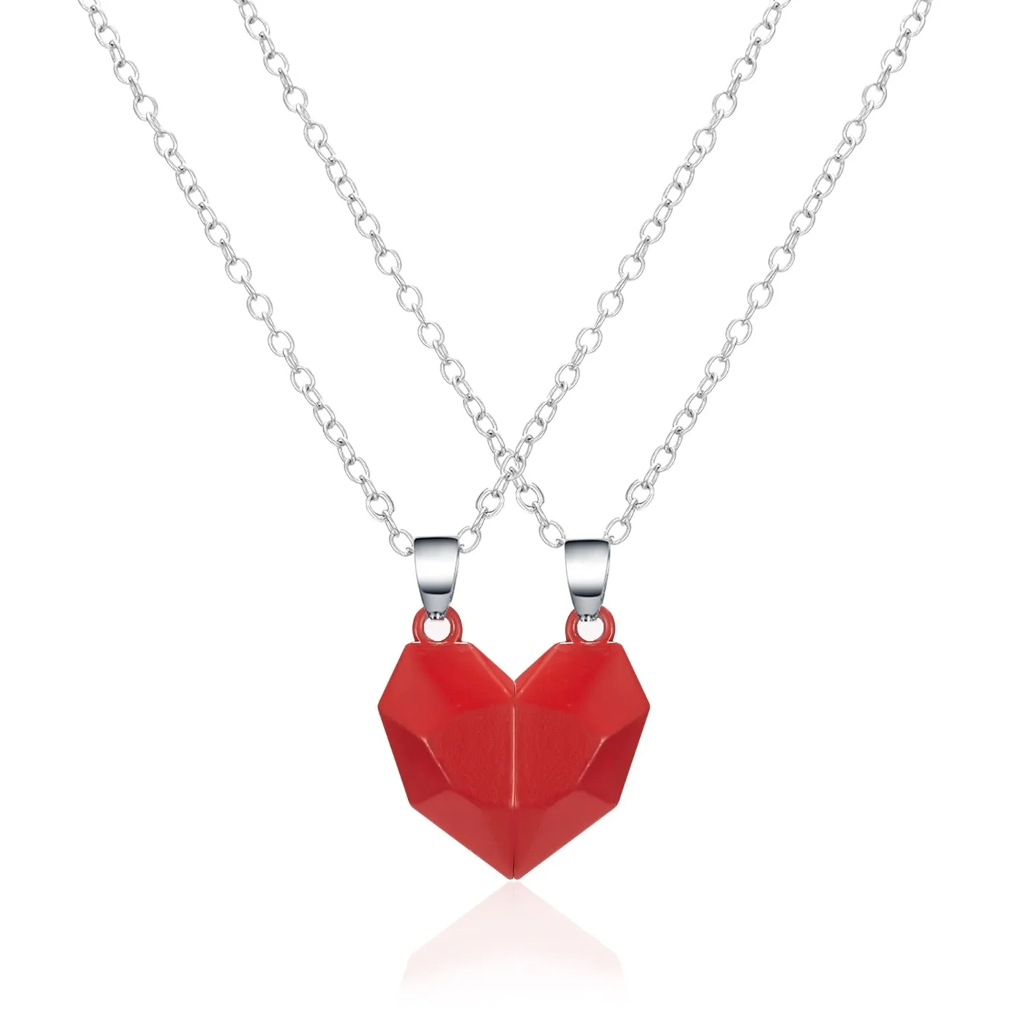 2Pcs Magnetic Heart Couple Necklace For Women Valentine&#39;s Day Sweater Chain For Best Friend Lovers Wedding Party Gift Jewelry