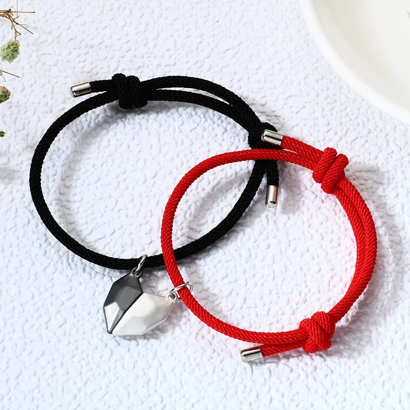2Pcs Magnetic Heart Couple Necklace For Women Valentine&#39;s Day Sweater Chain For Best Friend Lovers Wedding Party Gift Jewelry
