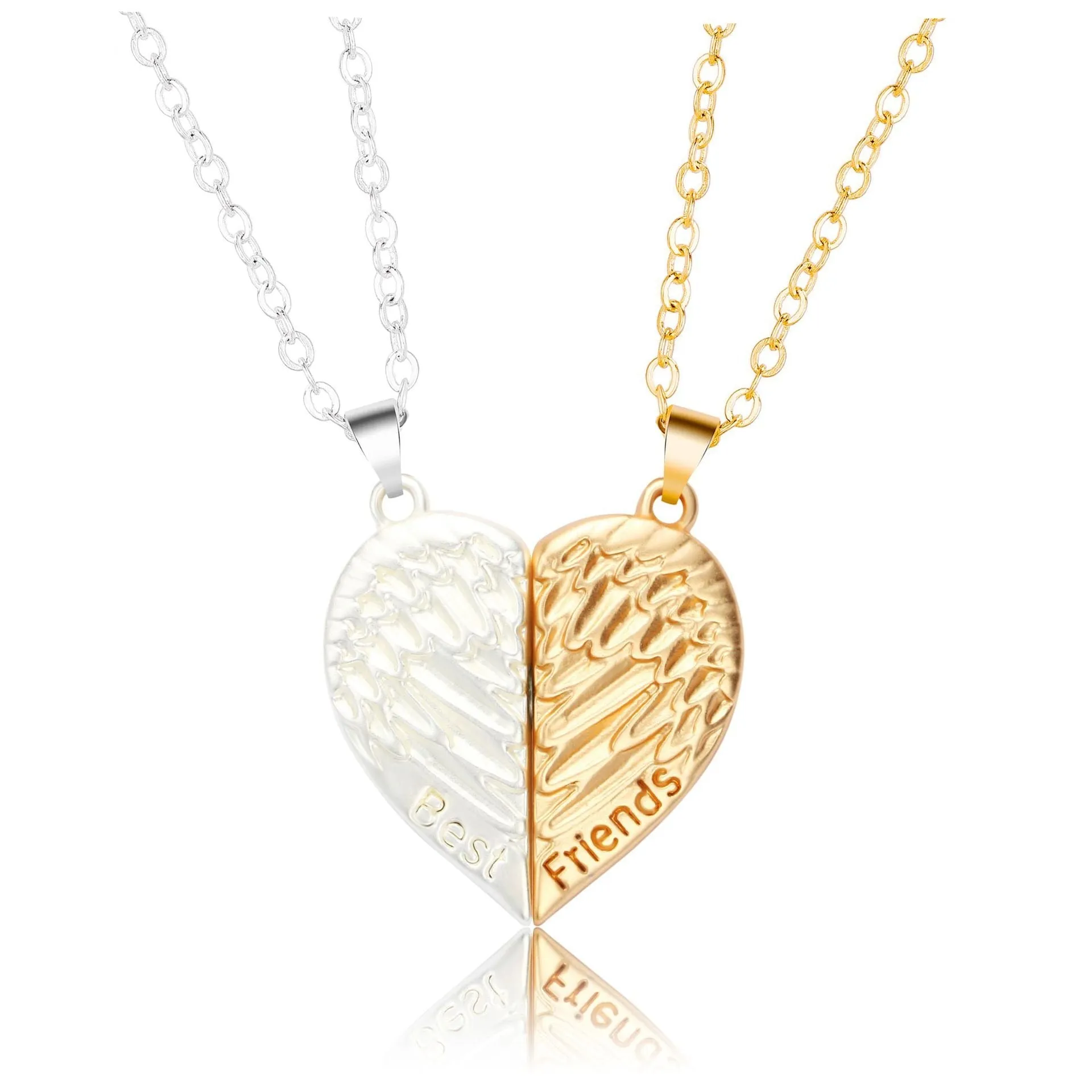 2Pcs Magnetic Heart Couple Necklace For Women Valentine&#39;s Day Sweater Chain For Best Friend Lovers Wedding Party Gift Jewelry