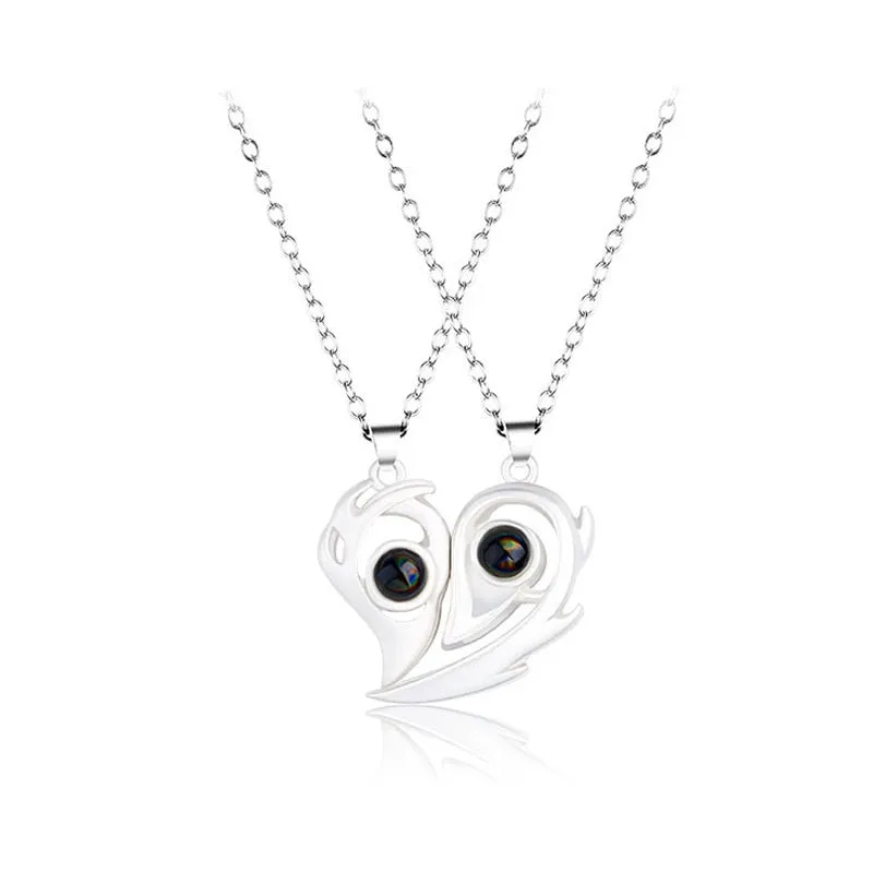 2Pcs Magnetic Heart Couple Necklace For Women Valentine&#39;s Day Sweater Chain For Best Friend Lovers Wedding Party Gift Jewelry