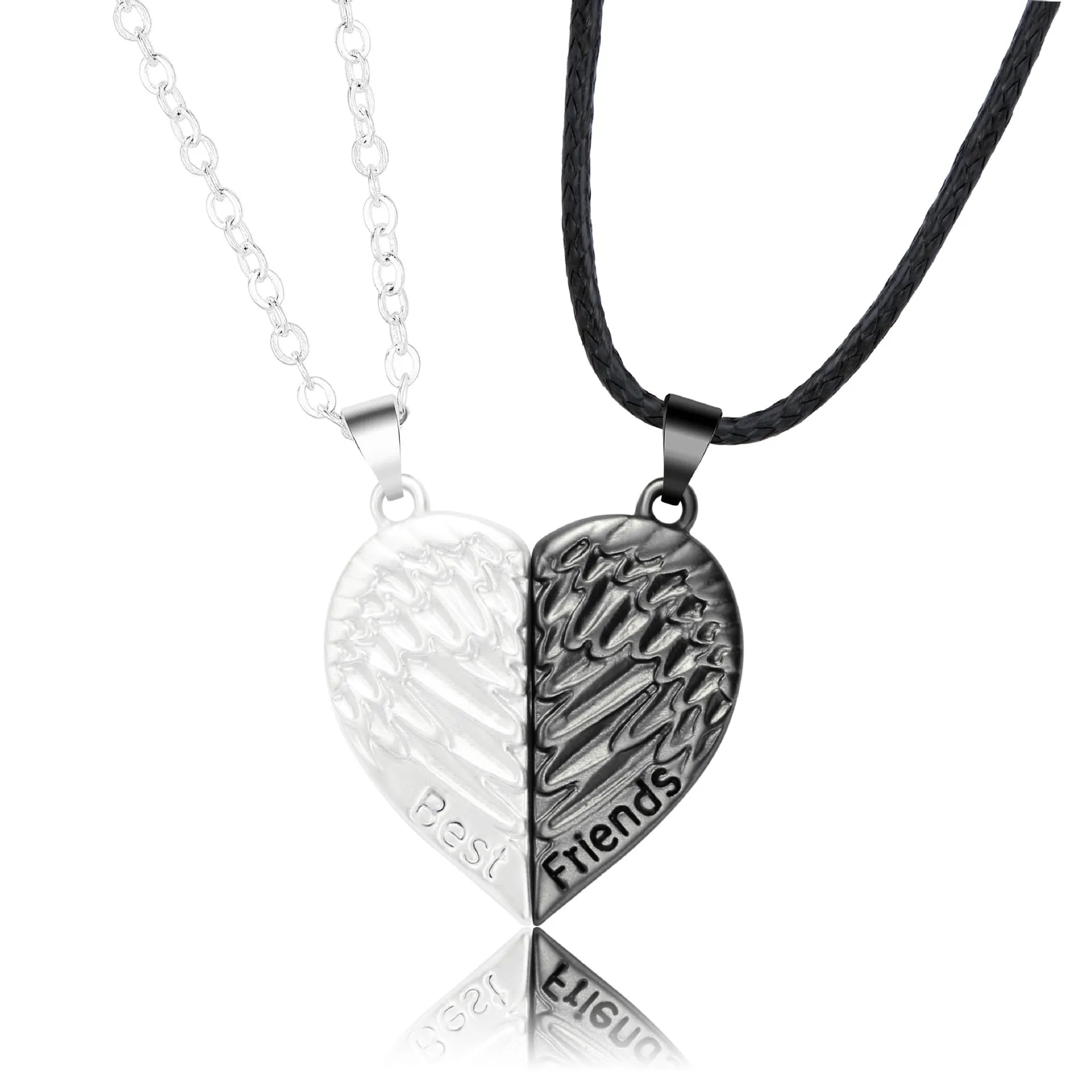 2Pcs Magnetic Heart Couple Necklace For Women Valentine&#39;s Day Sweater Chain For Best Friend Lovers Wedding Party Gift Jewelry