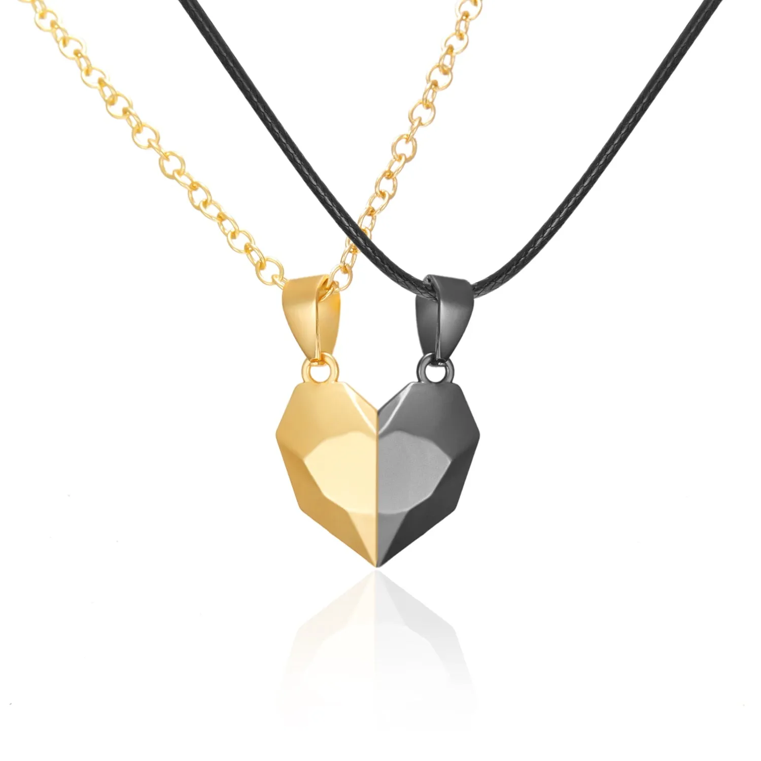 2Pcs Magnetic Heart Couple Necklace For Women Valentine&#39;s Day Sweater Chain For Best Friend Lovers Wedding Party Gift Jewelry