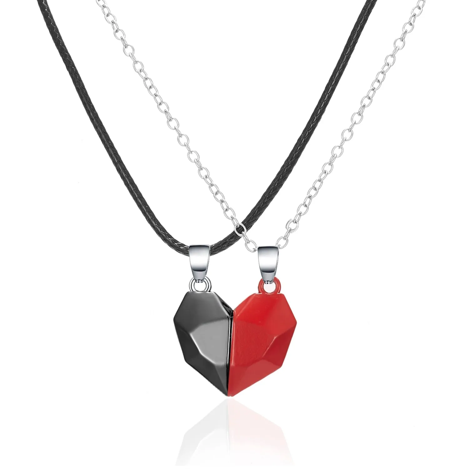 2Pcs Magnetic Heart Couple Necklace For Women Valentine&#39;s Day Sweater Chain For Best Friend Lovers Wedding Party Gift Jewelry