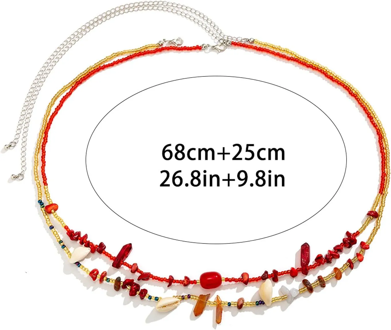 2Pcs/Set Boho Beads Waist Chains Jewelry Sexy Summer Beach Colorful Beaded Body Chain Jewelry Shell Belly Chain for Women