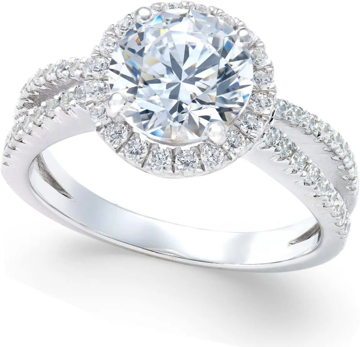3 Carat (ctw) Center moissanite engagement rings for women Platinum Plated Silver ring moissanite rings Diamond Rings (Available in size 6, 7, 8, 9)