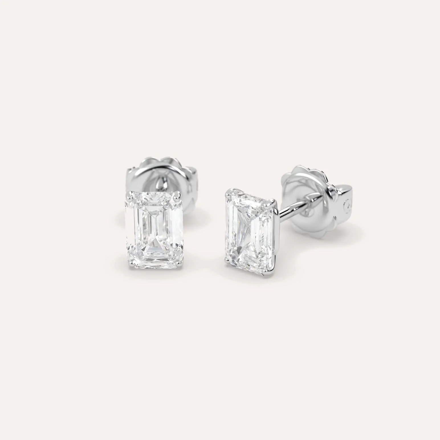 3 carat Emerald Diamond Stud Earrings