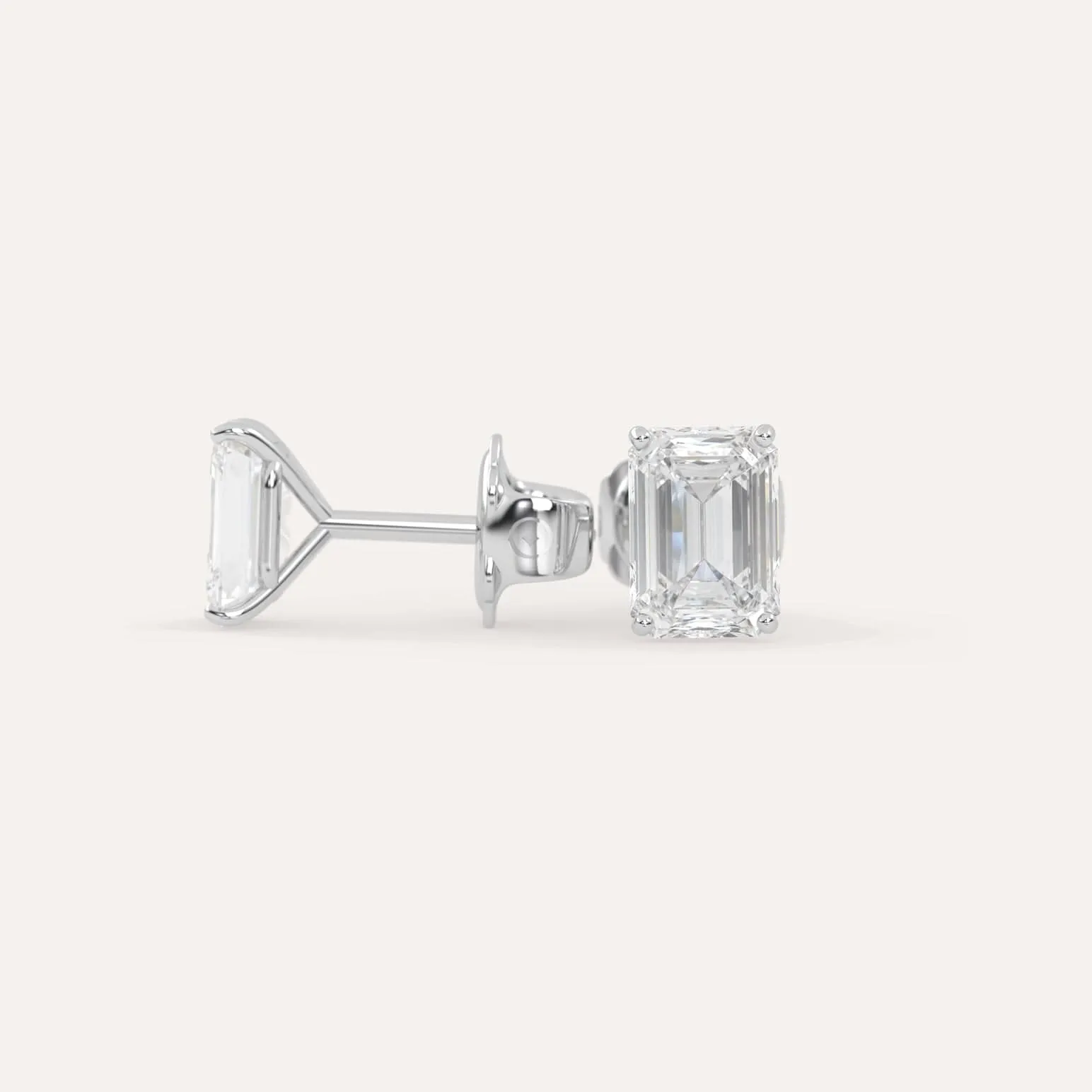 3 carat Emerald Diamond Stud Earrings