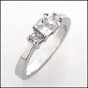 3 Stone Cubic Zirconia Ring .40 Princess Center 14k White Gold