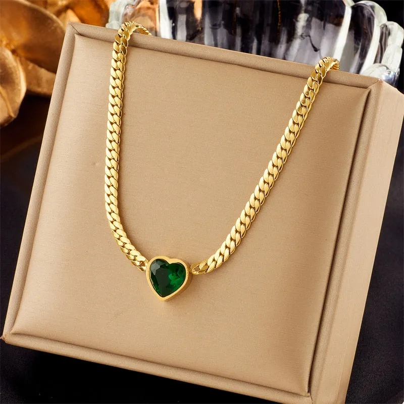 316L Stainless Steel Heart Pearl Eye Butterfly Pendant Necklace For Women