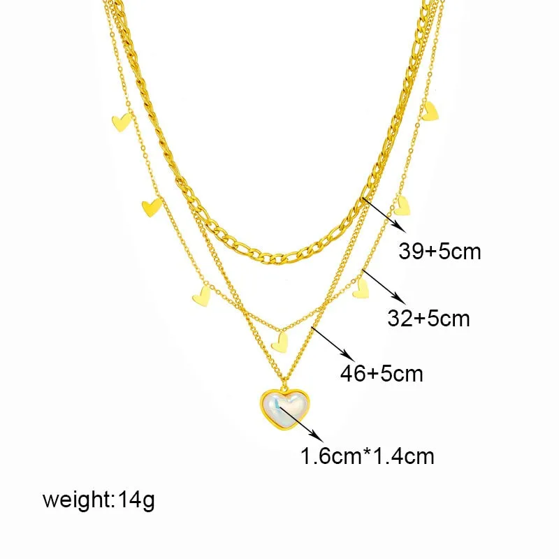 316L Stainless Steel Heart Pearl Eye Butterfly Pendant Necklace For Women