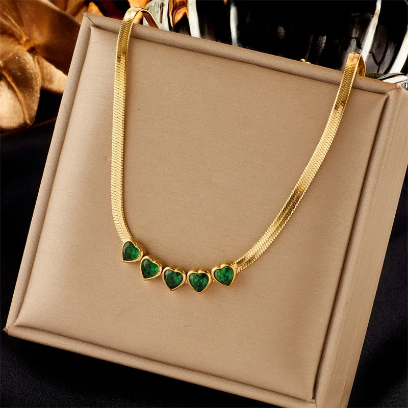 316L Stainless Steel Heart Pearl Eye Butterfly Pendant Necklace For Women