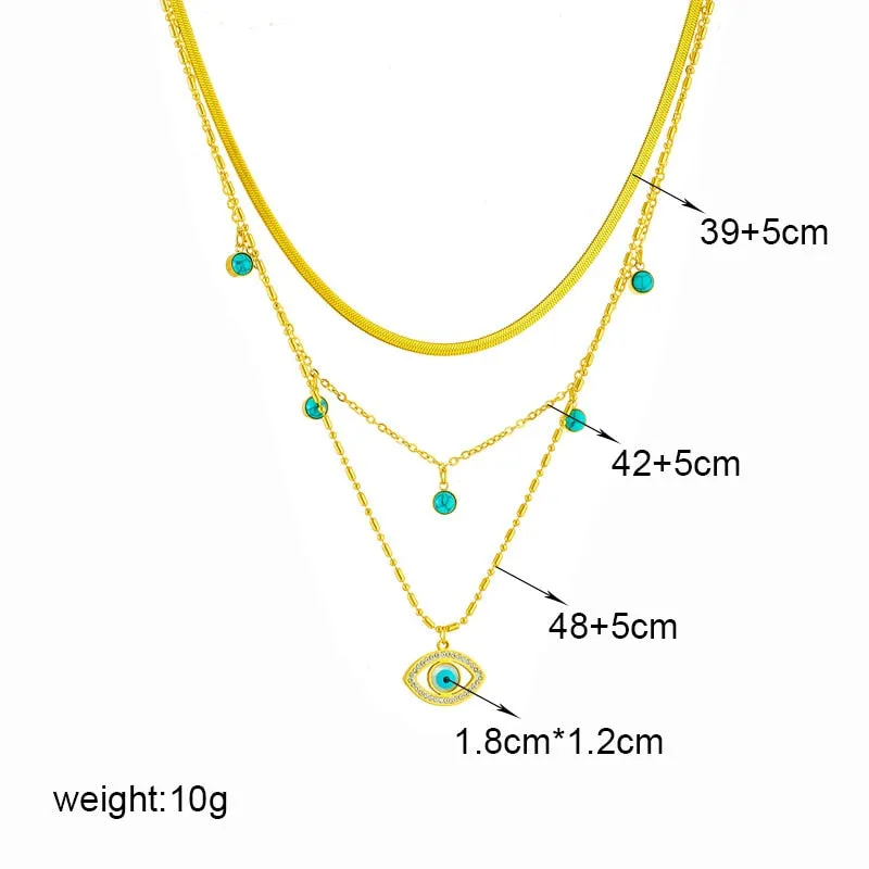 316L Stainless Steel Heart Pearl Eye Butterfly Pendant Necklace For Women