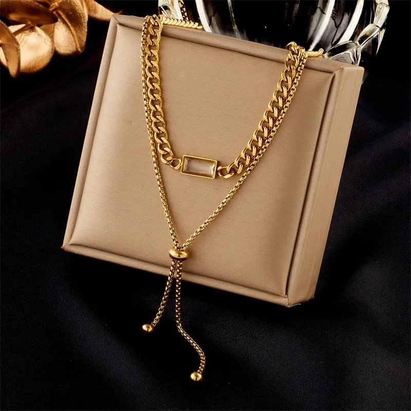 316L Stainless Steel Heart Pearl Eye Butterfly Pendant Necklace For Women