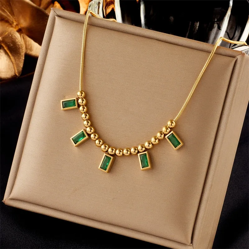 316L Stainless Steel Heart Pearl Eye Butterfly Pendant Necklace For Women