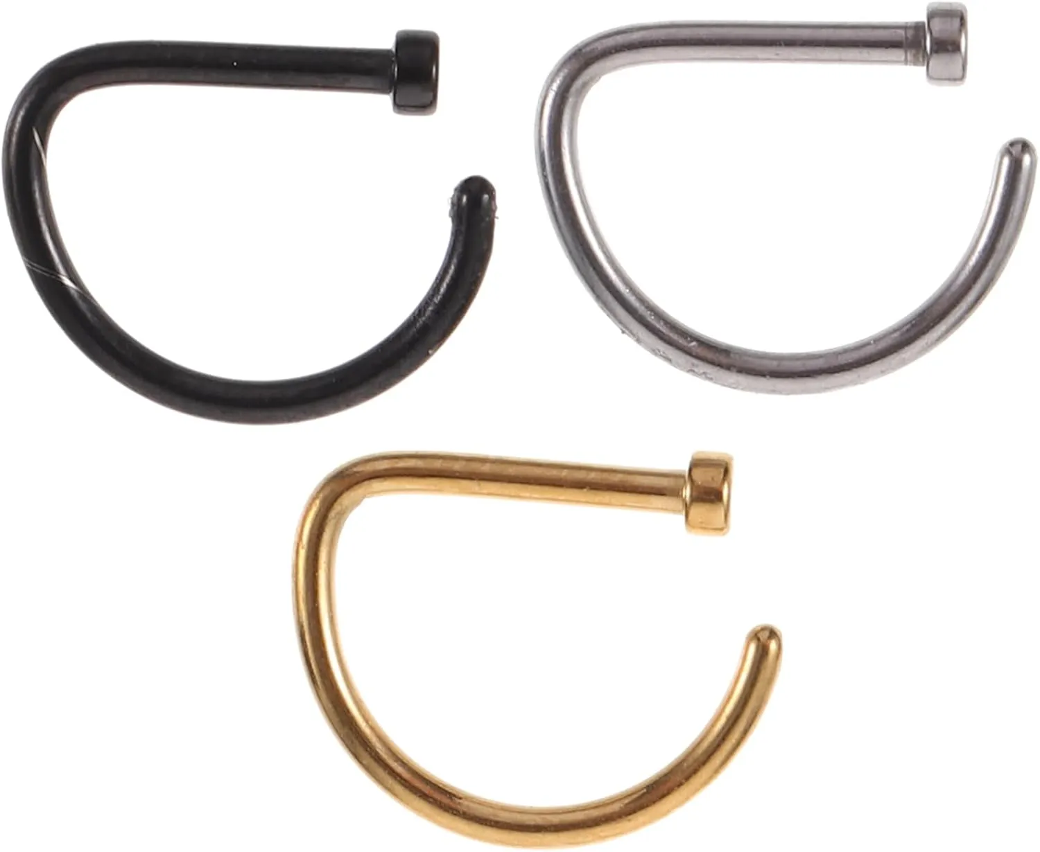 3pcs Open Type Nose Rings Nose Studs Hoops Fake Nose Hoop Titanium Nose Ring Nose Rings Retainer Septum Hoop Nose Jewelry Earrings Piercing Rings Stainless Steel