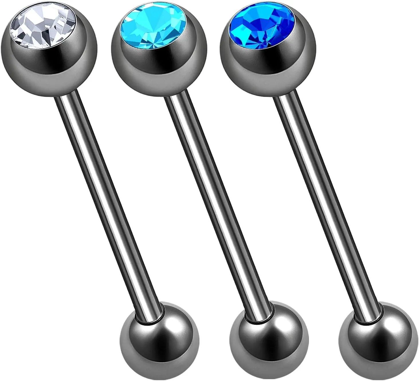 3Pcs Titanium G23 14g tongue piercing rings Piercing Jewelry Tragus 6mm 5mm Crystal Ball More Choices
