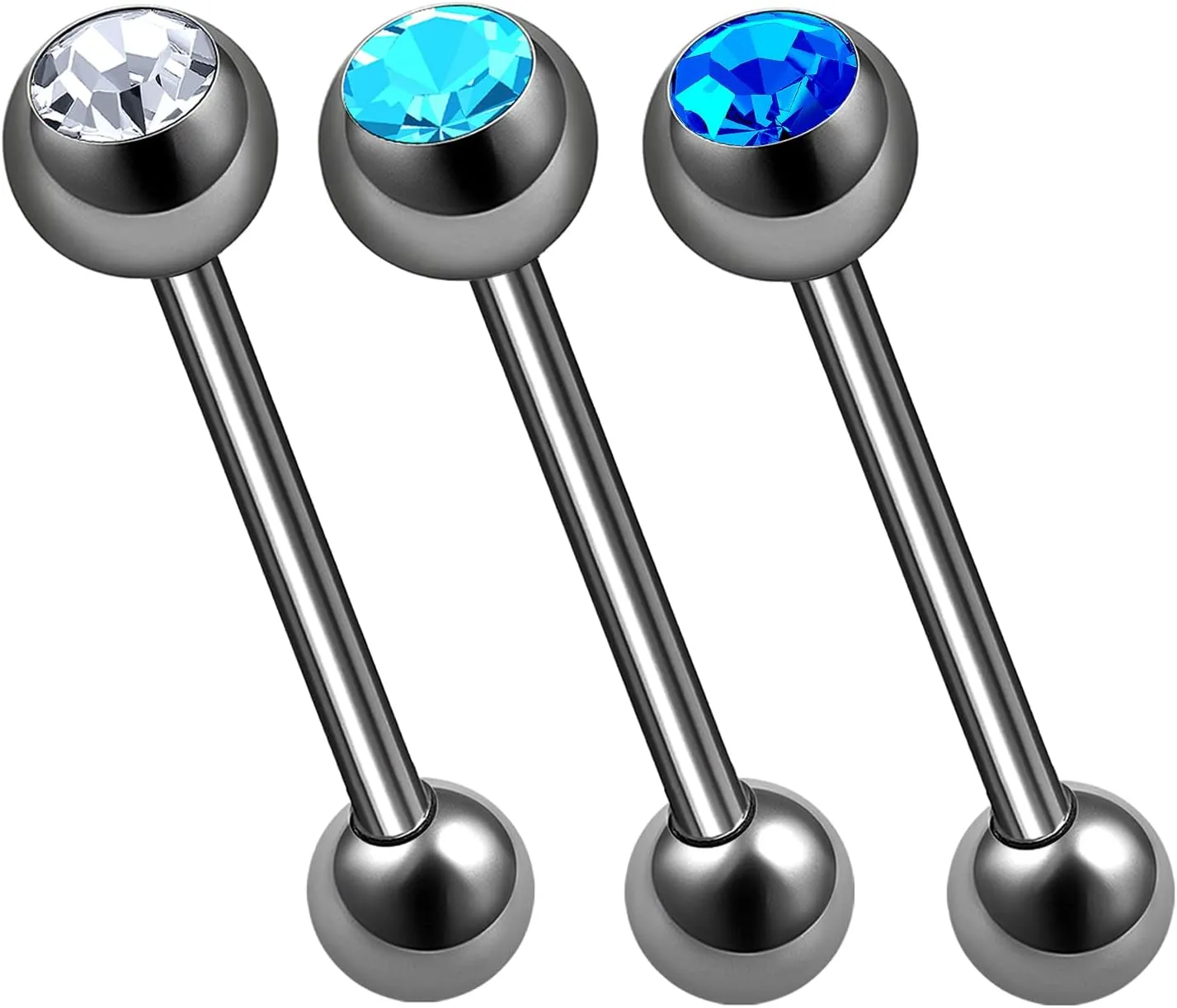3Pcs Titanium G23 14g tongue piercing rings Piercing Jewelry Tragus 6mm 5mm Crystal Ball More Choices