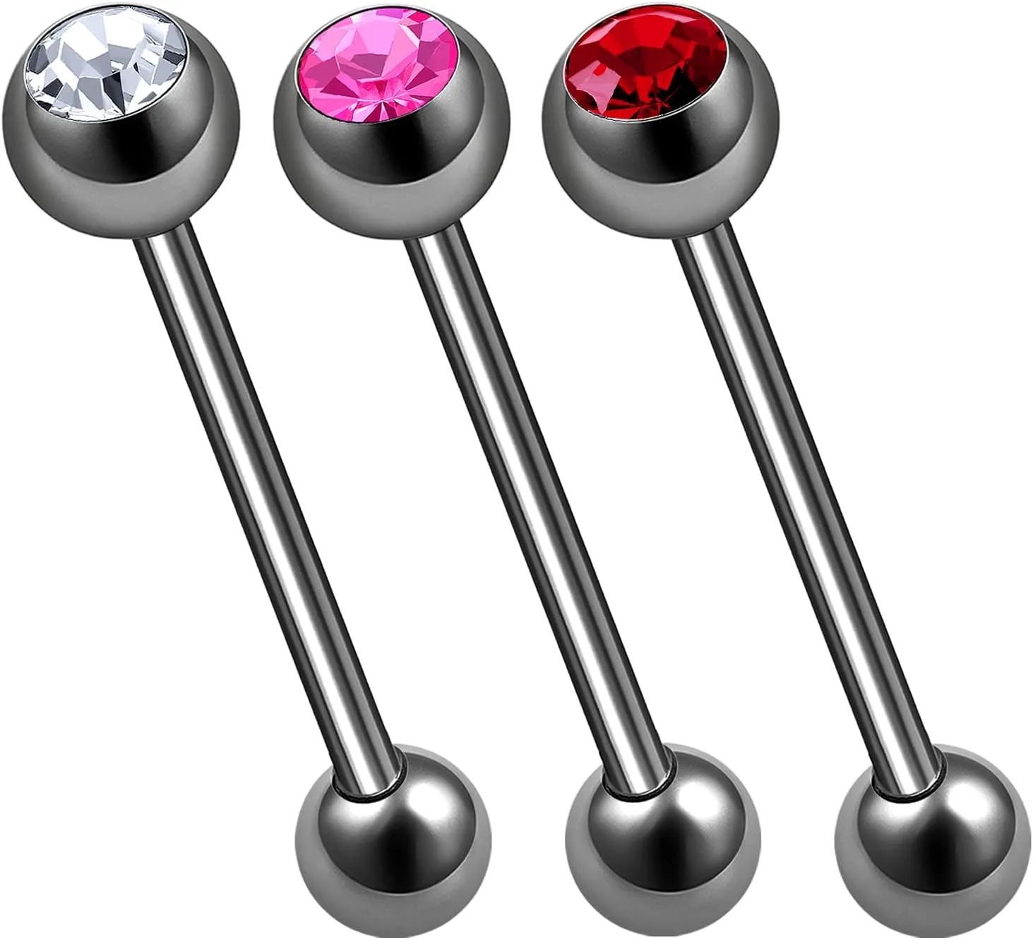 3Pcs Titanium G23 14g tongue piercing rings Piercing Jewelry Tragus 6mm 5mm Crystal Ball More Choices