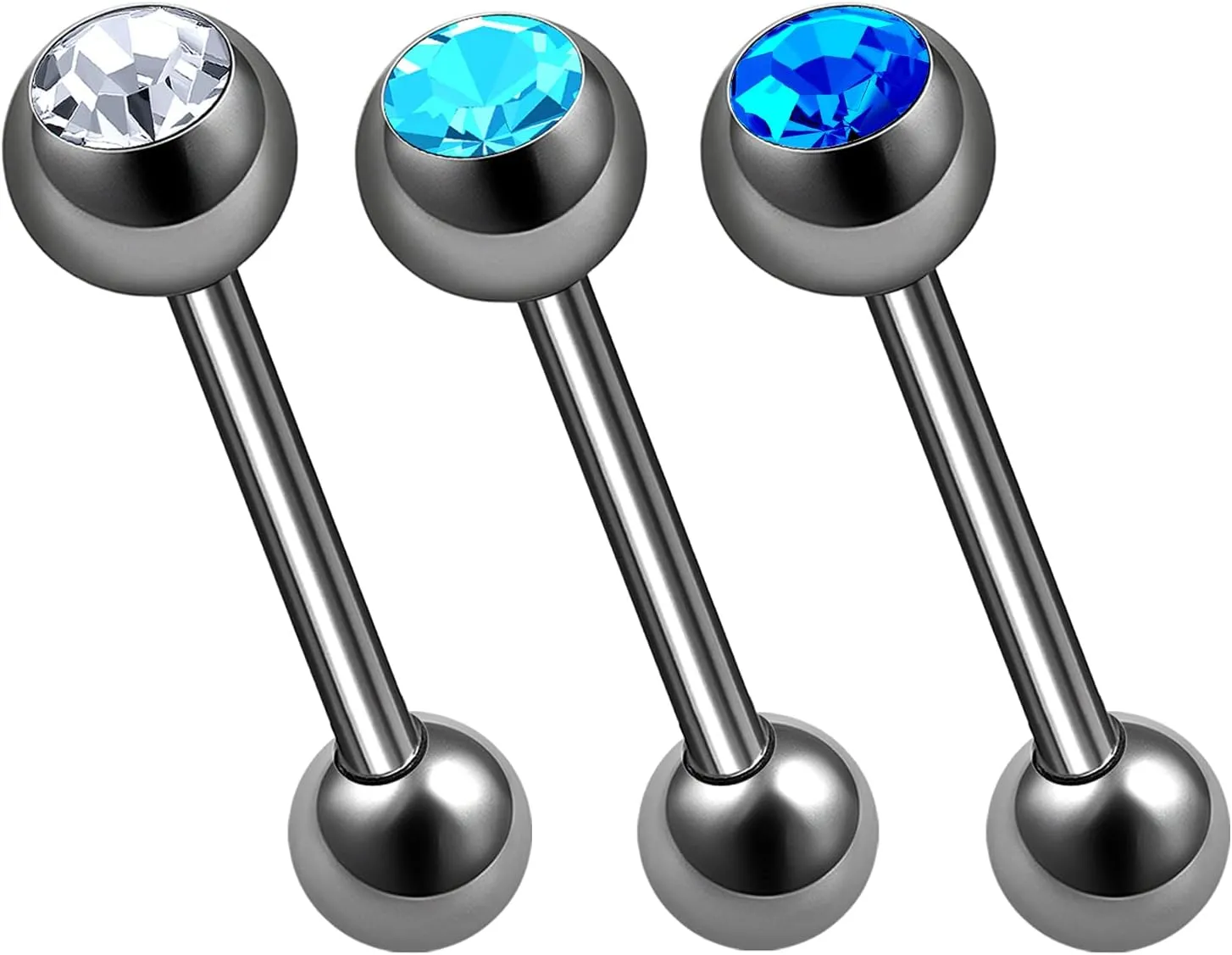 3Pcs Titanium G23 14g tongue piercing rings Piercing Jewelry Tragus 6mm 5mm Crystal Ball More Choices