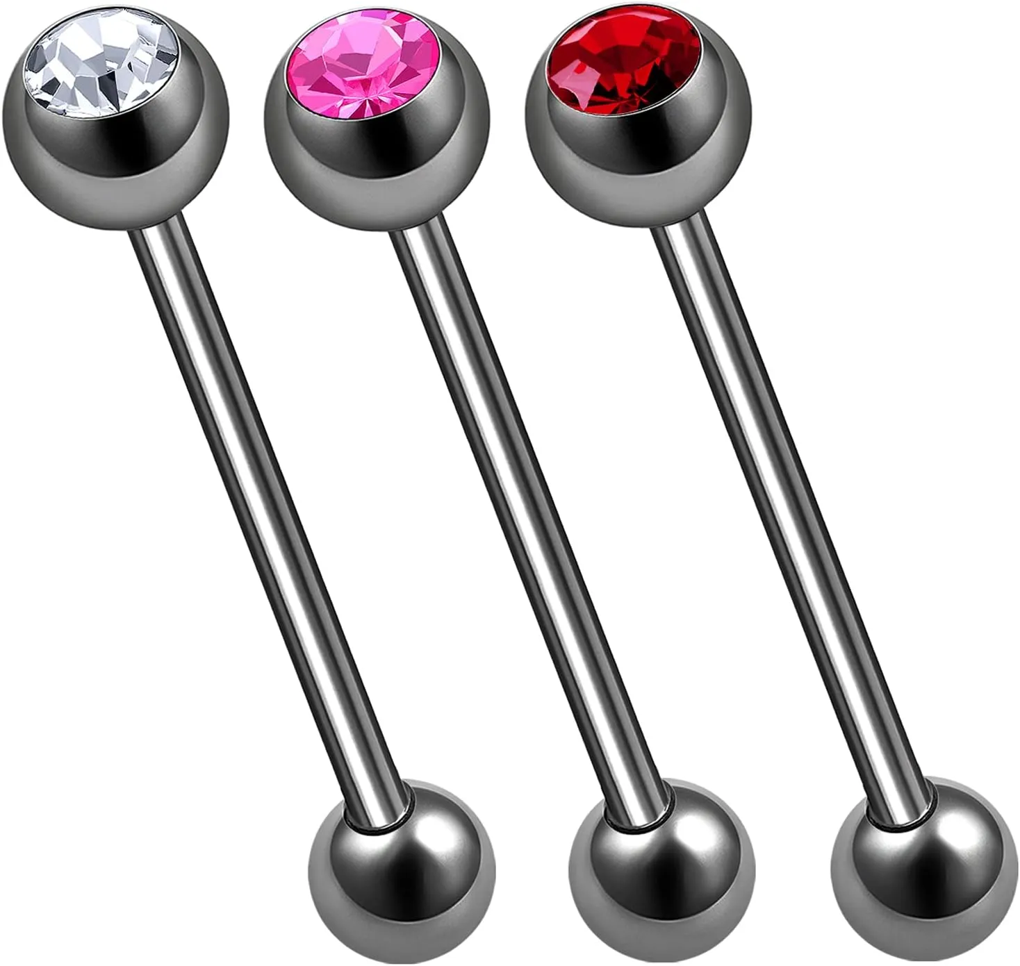 3Pcs Titanium G23 14g tongue piercing rings Piercing Jewelry Tragus 6mm 5mm Crystal Ball More Choices