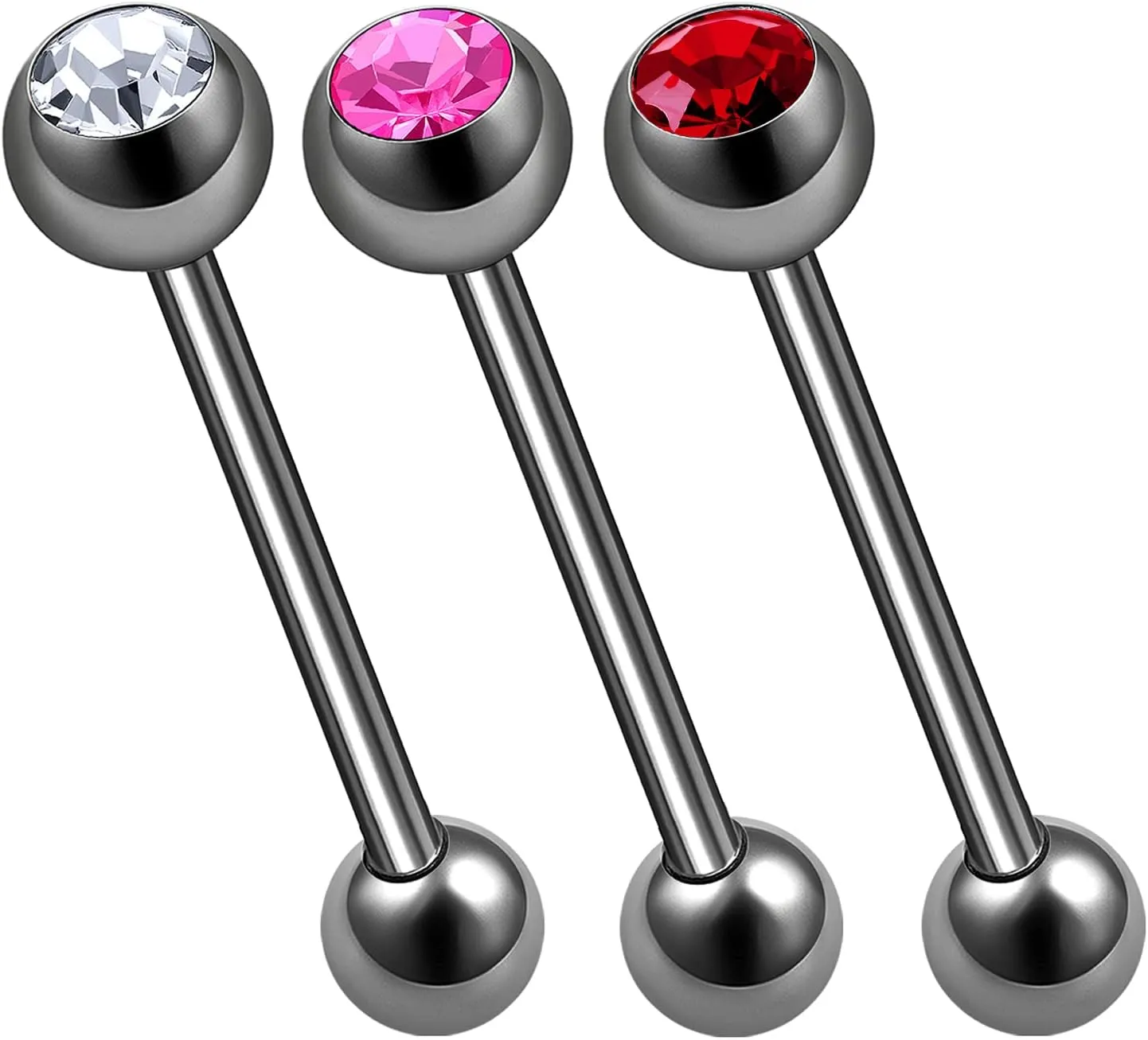 3Pcs Titanium G23 14g tongue piercing rings Piercing Jewelry Tragus 6mm 5mm Crystal Ball More Choices