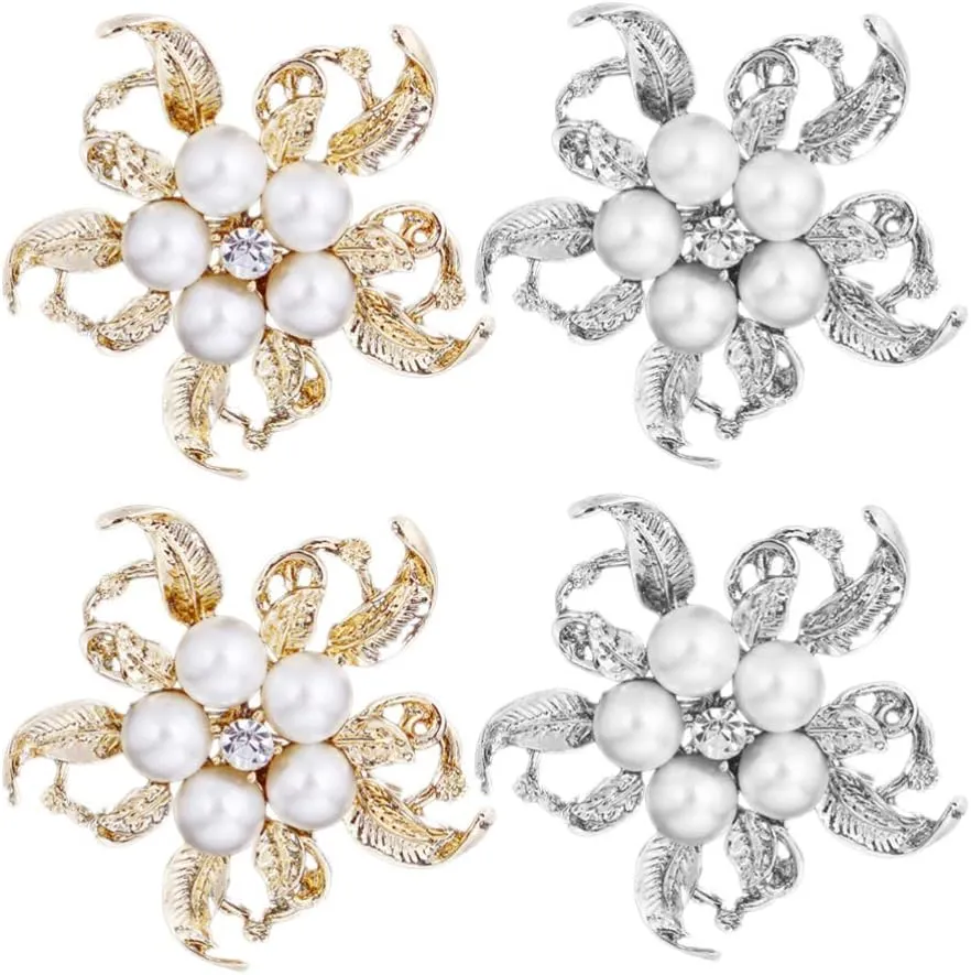 4pcs Flower Brooch Broch Girl Brooch Pearl Breastpin Brooches for Women Boutonniere Pin Pearl Brooch Banquet Jewelry Alloy